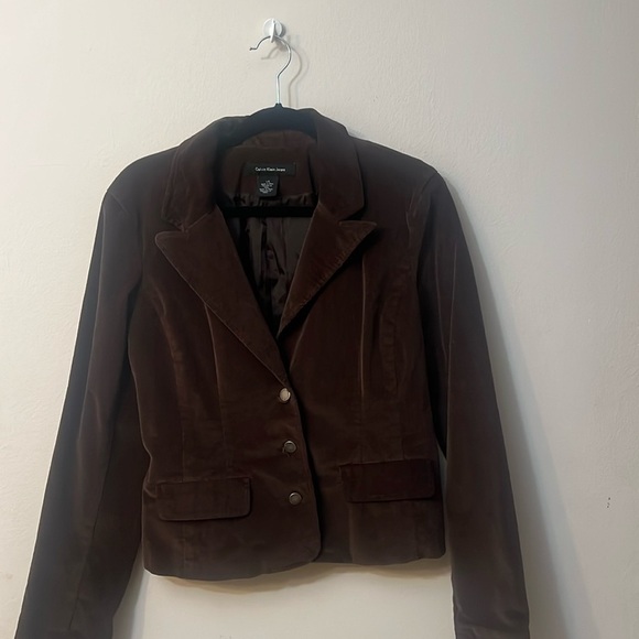 Calvin klein jeans - brown cropped corduroy coat size L - Picture 1 of 6